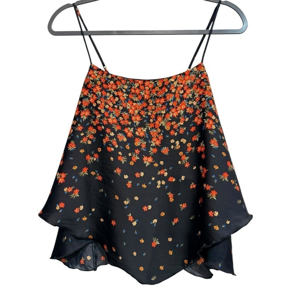 Free People Let Me Love Cami Satin Floral Draped Swing‎ Tank Top Small